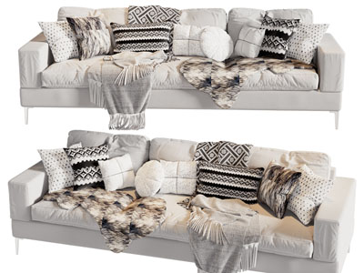 现代多人沙发3d模型 现代多人沙发