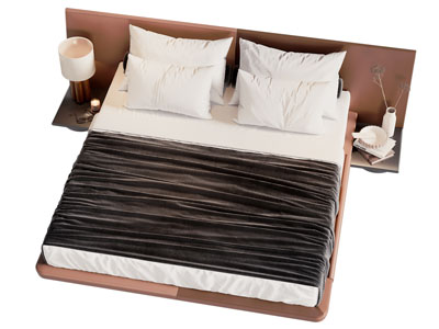 现代双人床 床头柜