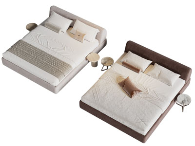 现代双人床 床头柜