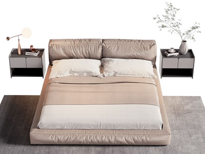 现代双人床 床头柜