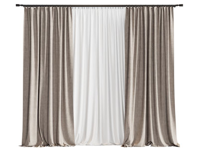 现代布艺窗帘窗纱3d模型 现代布艺窗帘窗纱