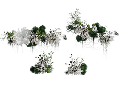 现代花束 花卉美陈3d模型 现代花束 花卉美陈