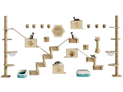 现代实木猫爬架 猫窝 生活用品3d模型 现代实木猫爬架 猫窝 生活用品