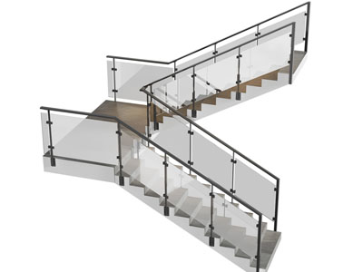 现代玻璃扶手旋转楼梯3d模型 现代玻璃扶手旋转楼梯