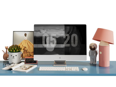 现代电脑显示屏 鼠标键盘 台灯摆件组合3d模型 现代电脑显示屏 鼠标键盘 台灯摆件组合