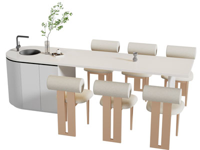 现代水吧台餐桌椅组合3d模型 现代水吧台餐桌椅组合