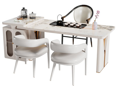 新中式奶油风茶桌椅组合3d模型 新中式奶油风茶桌椅组合