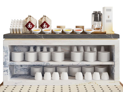 现代火锅店调料台 自助取餐台