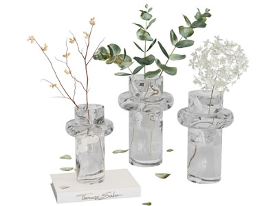 现代玻璃花瓶花卉3d模型 现代玻璃花瓶花卉