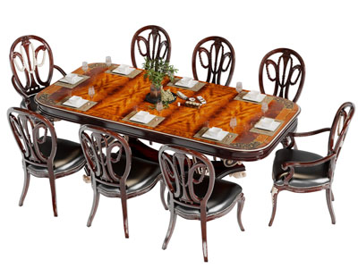 美式餐桌椅组合3d模型 美式餐桌椅组合