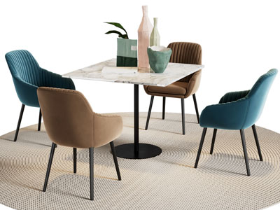 现代商务休闲餐桌椅组合3d模型 现代商务休闲餐桌椅组合