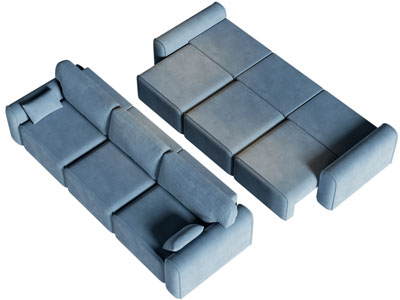 现代布艺多人沙发3d模型 现代布艺多人沙发