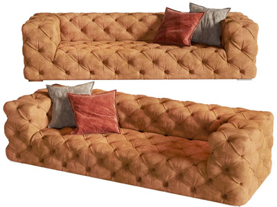 简欧软包多人沙发3d模型 简欧软包多人沙发