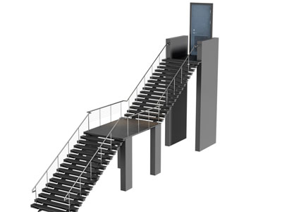 工业风loft户外金属台阶楼梯3d模型 工业风loft户外金属台阶楼梯