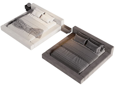 现代布艺双人床