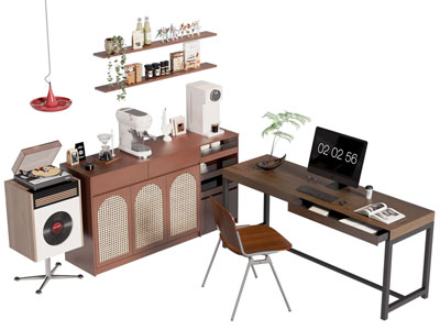 现代中古风餐边柜 书桌椅组合