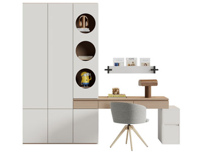 现代组合衣柜的书桌椅3d模型 现代组合衣柜的书桌椅