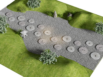 新中式公园铺石路 园林道路