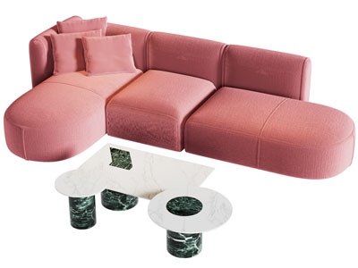 现代转角多人沙发 茶几组合