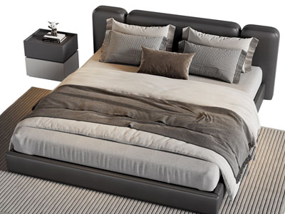 现代双人床 床头柜