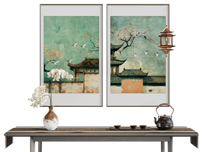 新中式装饰挂画3d模型 新中式装饰挂画