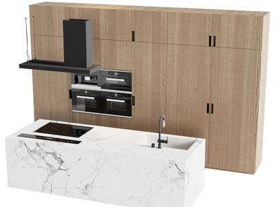 现代整体橱柜 厨房中岛台