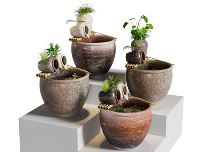 新中式陶艺水缸水景园艺小品
