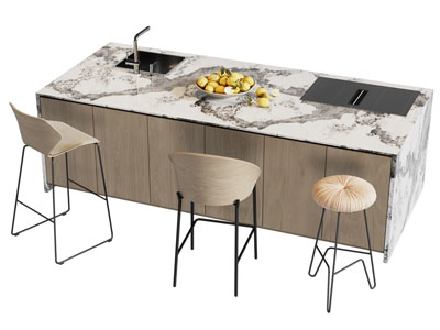 现代水吧台吧椅组合3d模型 现代水吧台吧椅组合