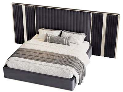 现代加宽床头双人床