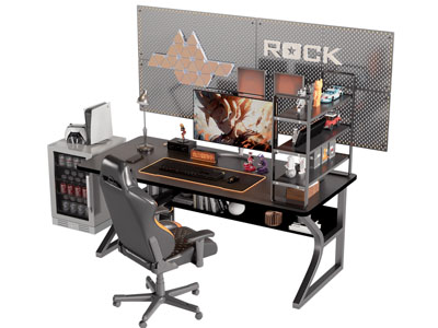 工业风loft电脑书桌椅组合3d模型 工业风loft电脑书桌椅组合