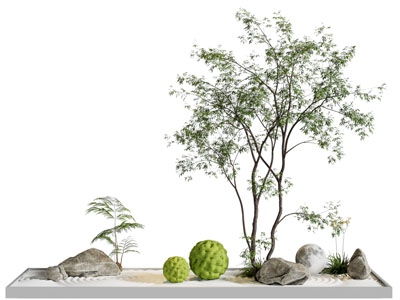 现代石头 月球灯 树木景观园艺小品