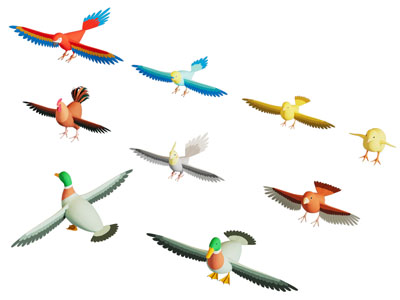 现代飞翔的卡通小鸟 摆件组合3d模型 现代飞翔的卡通小鸟 摆件组合