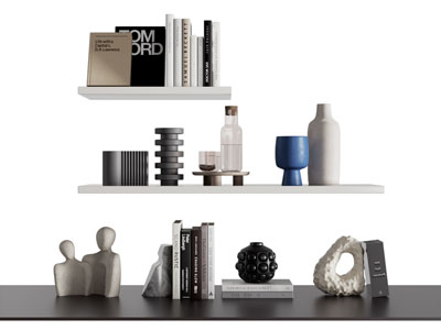 现代书籍 饰品 摆件组合3d模型 现代书籍 饰品 摆件组合