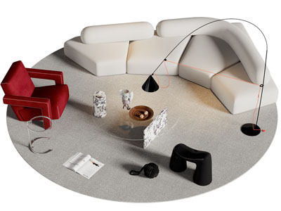 现代异形沙发 休闲椅子和茶几组合