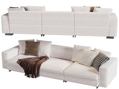 现代奶油风多人沙发3d模型 现代奶油风多人沙发