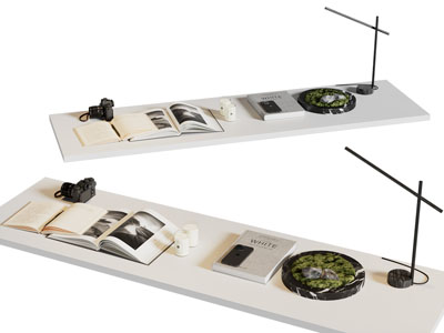 现代书本 书籍 台灯摆件组合3d模型 现代书本 书籍 台灯摆件组合