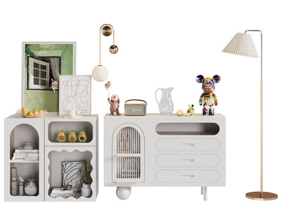 侘寂风奶油风餐边柜 落地灯