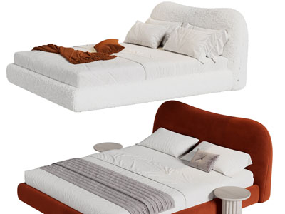 现代布艺双人床