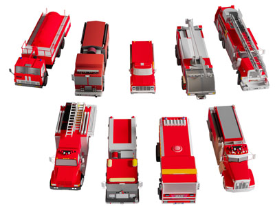 现代消防车 救援车 灭火车