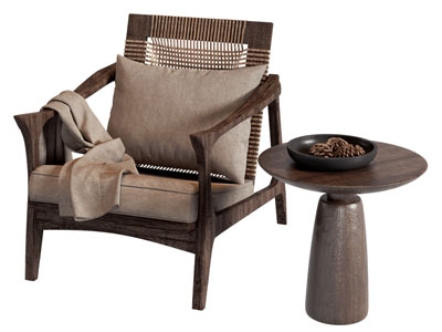 侘寂风中古休闲椅子 边几