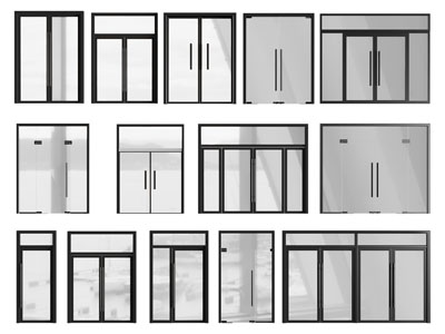 现代办公玻璃大门 平开门 双开门