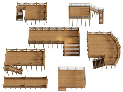 现代实木景观栈道平台 观景台 亲水平台3d模型 现代实木景观栈道平台 观景台 亲水平台