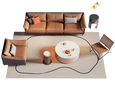 现代皮质多人沙发 休闲椅和茶几组合