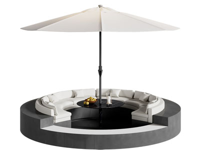 现代户外圆形多人沙发 遮阳伞3d模型 现代户外圆形多人沙发 遮阳伞