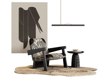 侘寂风休闲椅子 边几