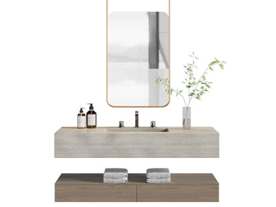 现代洗手台 镜子 浴室柜