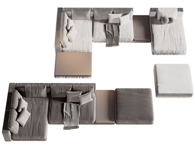 现代转角多人沙发3d模型 现代转角多人沙发