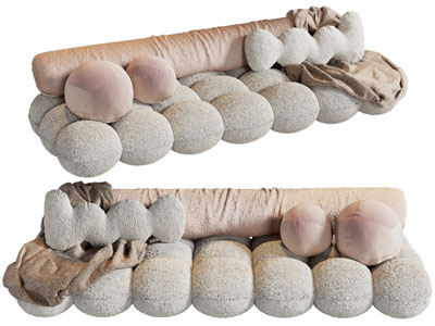 侘寂风多人沙发3d模型 侘寂风多人沙发