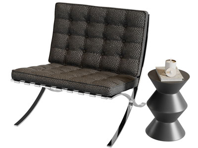 现代休闲椅子 边几