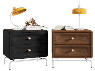 现代中古风床头柜